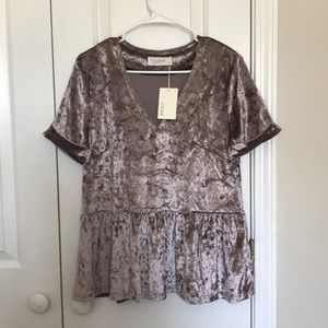 Crushed velvet peplum top